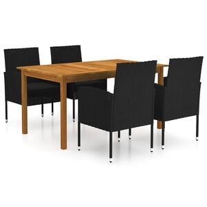 vidaXL Ensemble &agrave; manger de jardin 5 pcs Noir