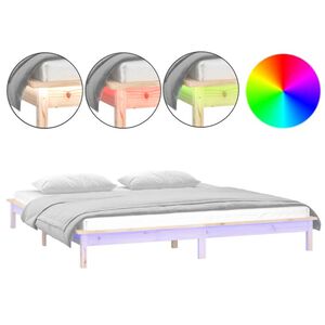 vidaXL Cadre de lit &agrave; LED sans matelas 140x200 cm bois massif