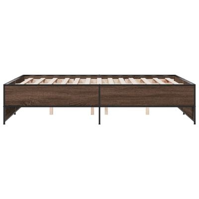 vidaXL Cadre de lit chêne marron 135x190 cm bois d'ingénierie et métal