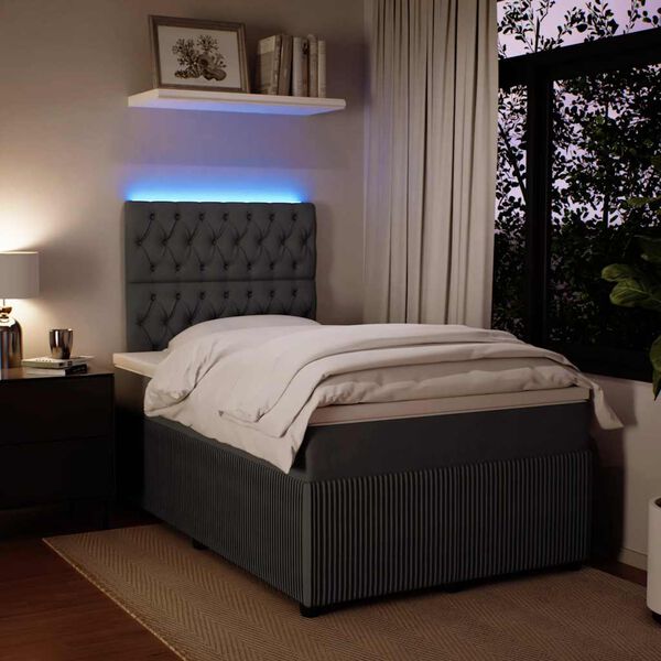 vidaXL Sommier &agrave; lattes de lit et matelas Gris fonc&eacute; 120x200cm Velours