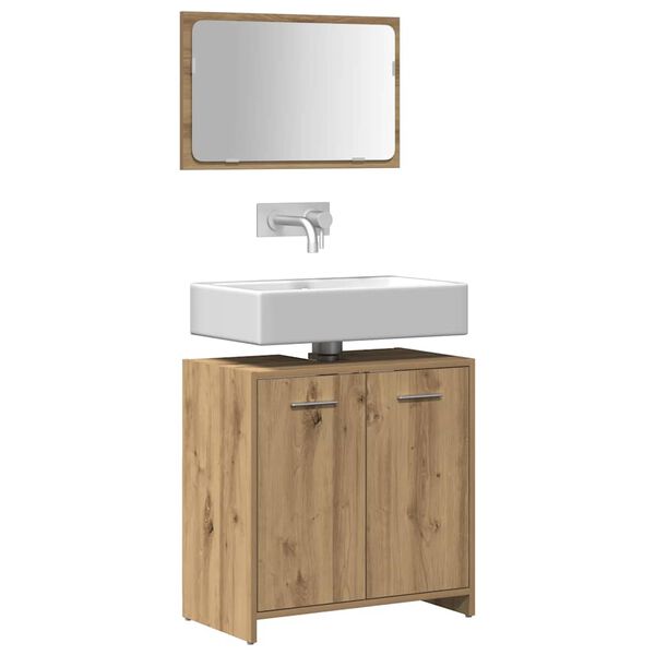 vidaXL Armoire de salle de bain avec miroir ch&ecirc;ne artisanal