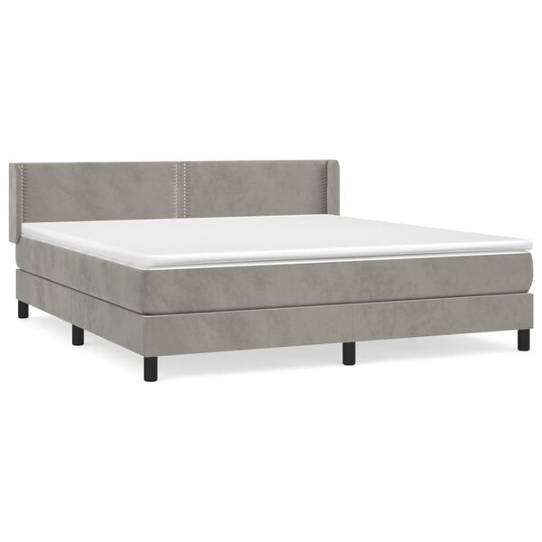 vidaXL Sommier &agrave; lattes de lit et matelas Gris clair 180x200cm Velours