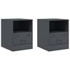 vidaXL Tables de chevet 2 pcs anthracite 34,5x39x44 cm acier