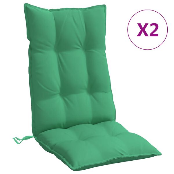 vidaXL Coussins de chaise &agrave; dossier haut lot de 2 vert tissu oxford