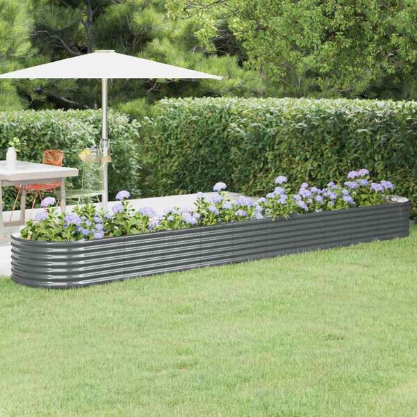 vidaXL Lit sur&eacute;lev&eacute; de jardin Acier galvanis&eacute; Anthracite