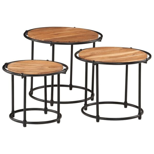 vidaXL Tables gigognes 3 pcs bois massif d'acacia