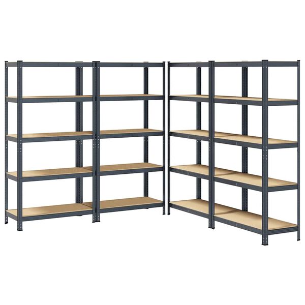 vidaXL &Eacute;tag&egrave;res &agrave; 5 niveaux 4pcs anthracite acier et bois d'ing&eacute;nierie