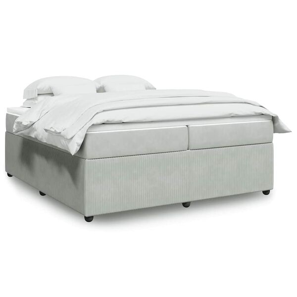 vidaXL Sommier &agrave; lattes de lit et matelas Gris clair 200x200cm Velours