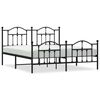 vidaXL Cadre de lit m&eacute;tal sans matelas avec pied de lit noir 160x200cm
