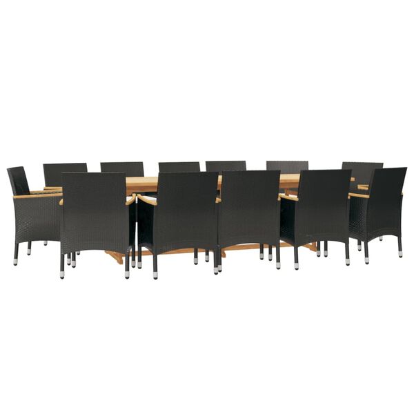 vidaXL Ensemble &agrave; manger de jardin 13 pcs avec coussins Noir