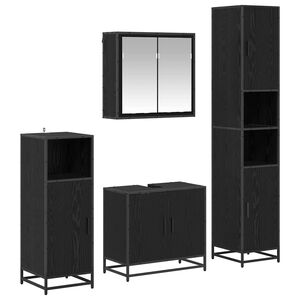 vidaXL Ensemble de mobilier de salle de bain 4 pc Ch&ecirc;ne noir
