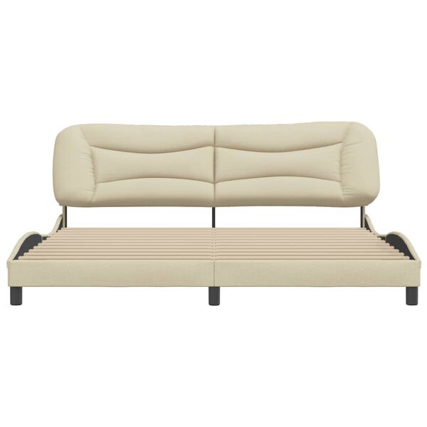 vidaXL Cadre de lit sans matelas Hvar cr&egrave;me 200x200 cm tissu
