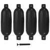 vidaXL Pare-choc de bateau 4 pcs noir 58,5x16,5 cm PVC