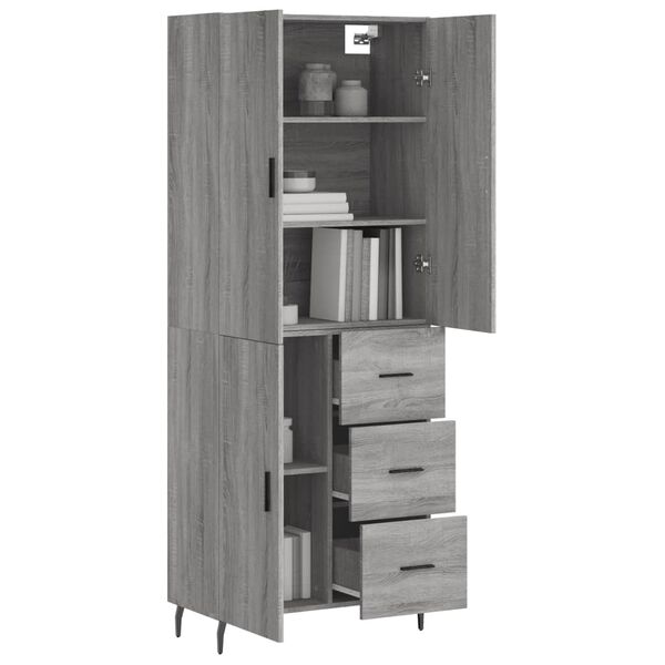 vidaXL Buffet haut Sonoma gris 69,5x34x180 cm Bois d'ing&eacute;nierie