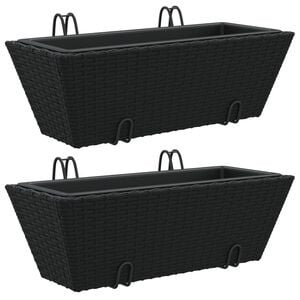 vidaXL Jardini&egrave;res avec crochets 2 pcs noir r&eacute;sine tress&eacute;e