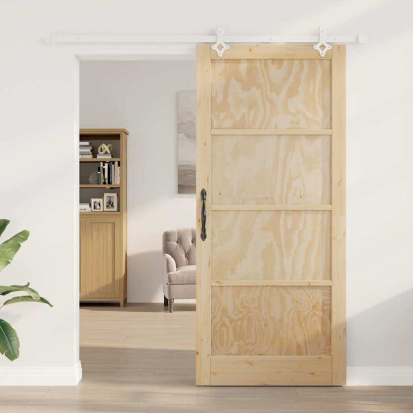 vidaXL Porte coulissante Marron 93 x 211 cm Pin massif