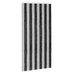 vidaXL Rideau anti-insectes en chenille Gris et Noir 100 x 200 cm