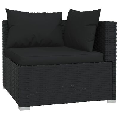 vidaXL Salon de jardin 13 pcs avec coussins Noir Résine tressée