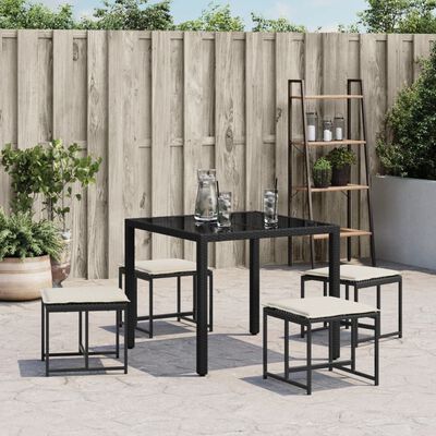 vidaXL Tabourets de jardin avec coussins lot de 4 noir résine tressée