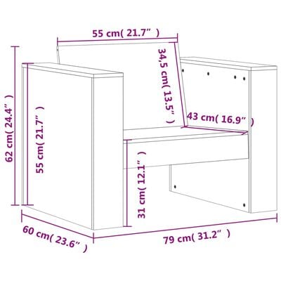 vidaXL Salon de jardin 2 pcs blanc bois de pin massif