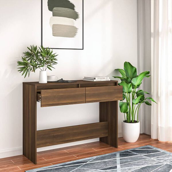 vidaXL Table console ch&ecirc;ne marron 100x35x76,5 cm bois d'ing&eacute;nierie