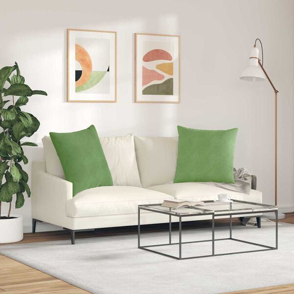vidaXL Coussins de canap&eacute; 2 pcs Vert clair 80 x 80 cm