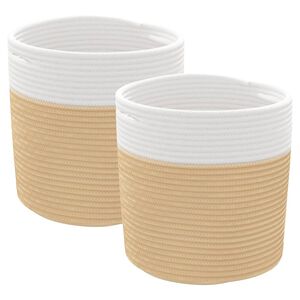 vidaXL Paniers de rangement 2 pcs beige et blanc &Oslash;28x28 cm coton