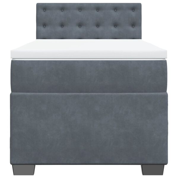 vidaXL Sommier &agrave; lattes de lit et matelas Gris fonc&eacute; 90x200 cm Velours