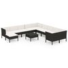 vidaXL Salon de jardin 12 pcs avec coussins r&eacute;sine tress&eacute;e noir