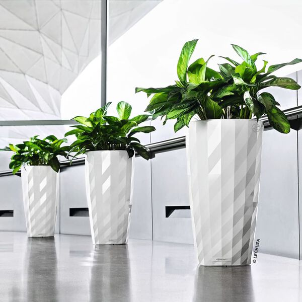 LECHUZA Jardini&egrave;re DIAMANTE Premium ALL-IN-ONE diam&egrave;tre 40cm blanc mat