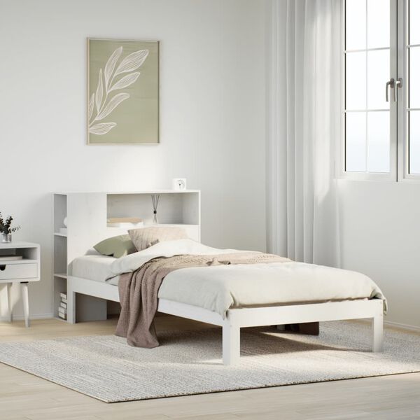 vidaXL Lit biblioth&egrave;que sans matelas blanc 100x200 cm bois pin massif