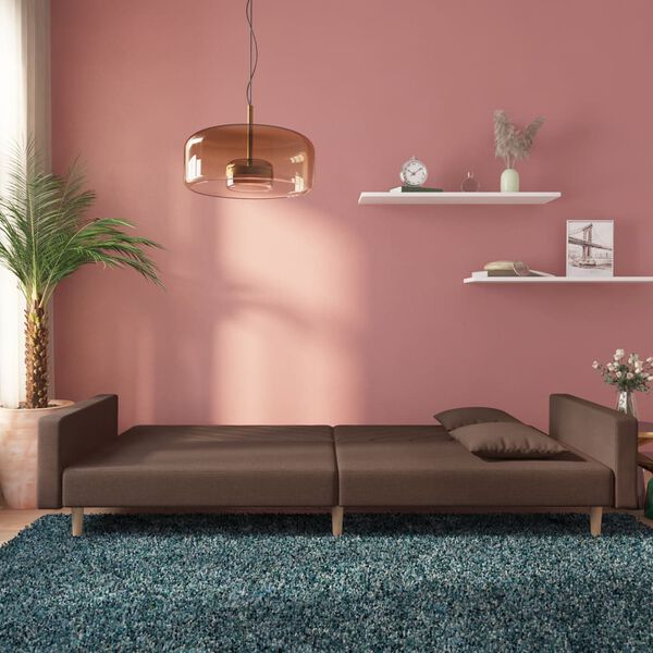 vidaXL Canap&eacute;-lit &agrave; 2 places avec deux oreillers taupe tissu