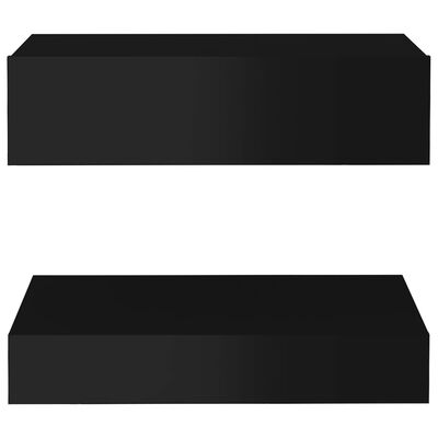vidaXL Table de chevet Noir brillant 60x35 cm Aggloméré