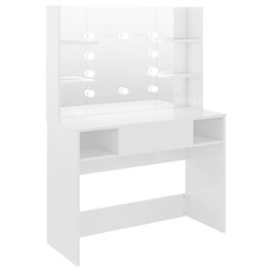vidaXL Table de maquillage avec &eacute;clairage LED MDF Blanc brillant