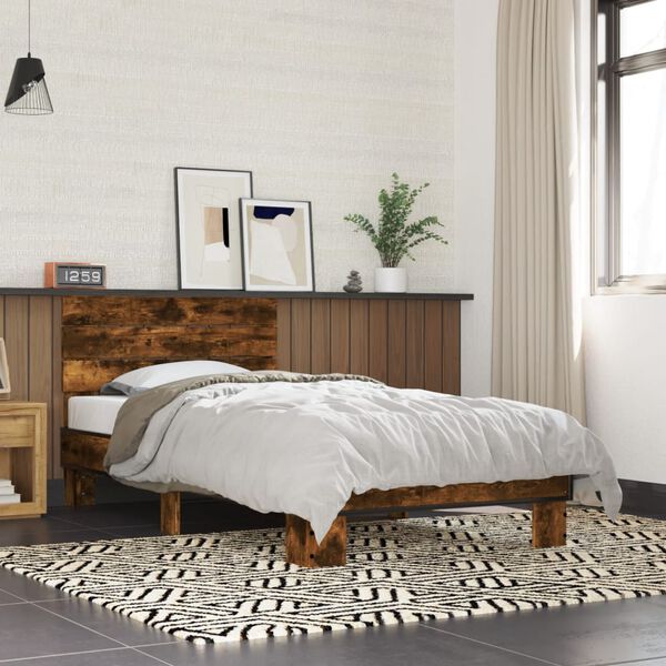 vidaXL Cadre de lit sans matelas ch&ecirc;ne fum&eacute; 75x190 cm