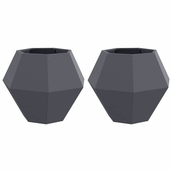 vidaXL Jardini&egrave;re 2 pcs Anthracite 75 x 75 x 60 cm Acier