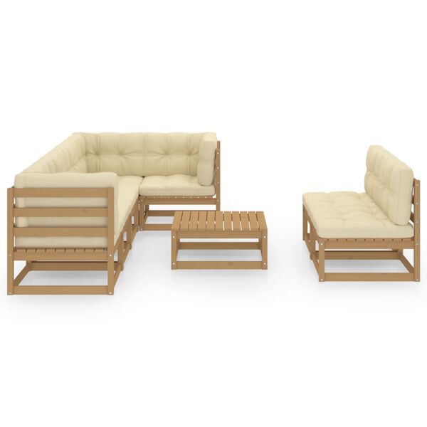 vidaXL Salon de jardin 8 pcs avec coussins Bois de pin massif