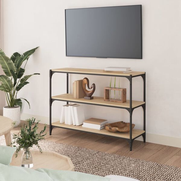 vidaXL Biblioth&egrave;que Ch&ecirc;ne Sonoma 100x33x70,5cm Bois d'ing&eacute;nierie acier