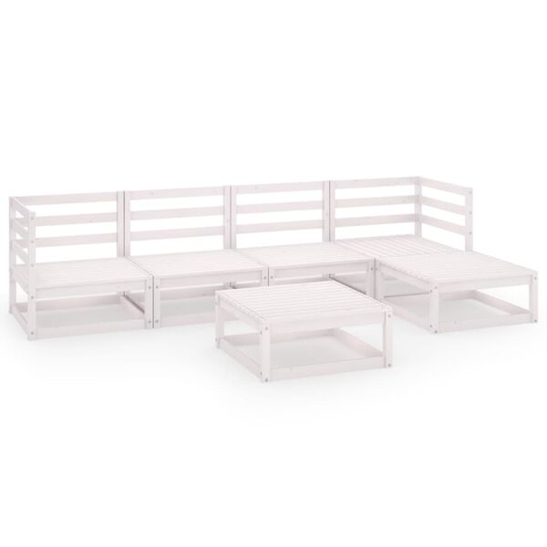 vidaXL Salon de jardin 6 pcs Blanc Bois de pin massif