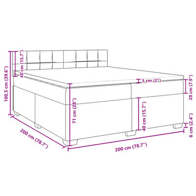 vidaXL Sommier à lattes de lit et matelas Gris clair 200x200cm Velours