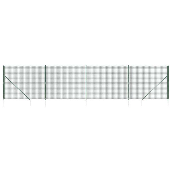 vidaXL Cl&ocirc;ture en treillis m&eacute;tallique et piquet d'ancrage vert 1,6x10m