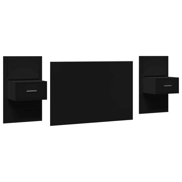 vidaXL T&ecirc;te de lit avec armoires noir 120 cm bois d'ing&eacute;nierie