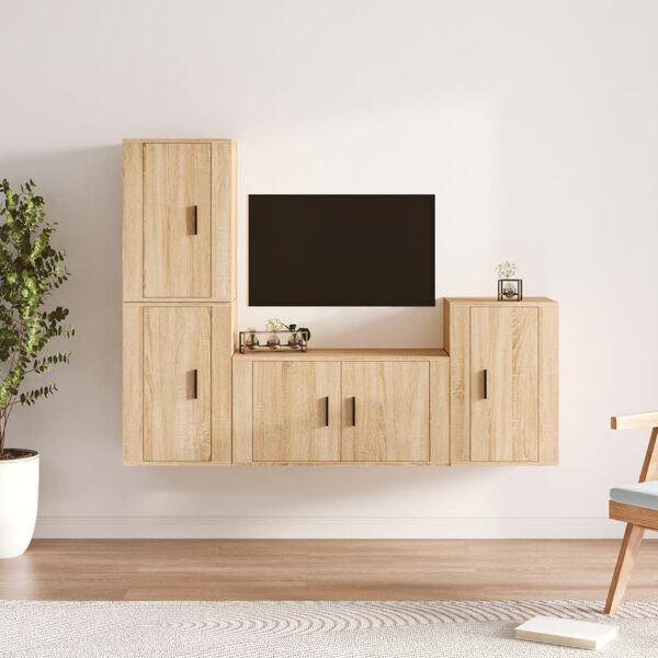 vidaXL Ensemble de meubles TV 4 pcs Ch&ecirc;ne sonoma Bois d'ing&eacute;nierie