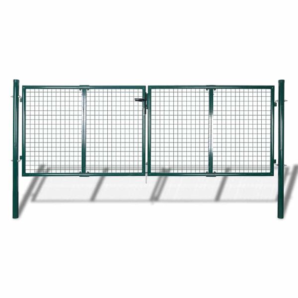 vidaXL Portail de cl&ocirc;ture en acier 300 x 125 cm vert
