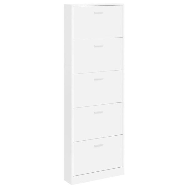vidaXL Meuble &agrave; chaussures en bois avec 5 compartiments Blanc