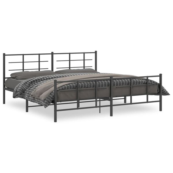 vidaXL Cadre de lit m&eacute;tal sans matelas avec pied de lit noir 200x200cm