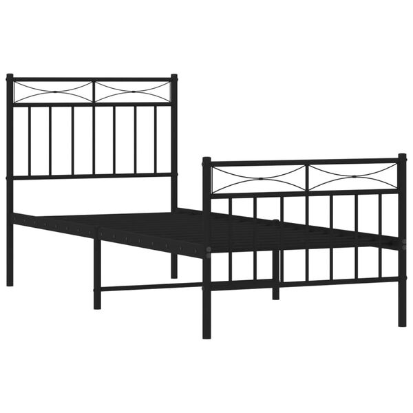 vidaXL Cadre de lit m&eacute;tal sans matelas avec pied de lit noir 75x190 cm