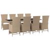vidaXL Ensemble &agrave; manger de jardin et coussins 9 pcs beige Poly rotin