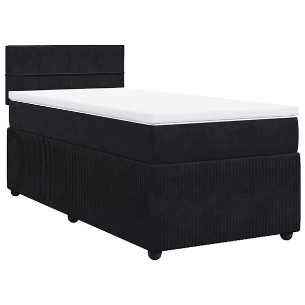 vidaXL Sommier &agrave; lattes de lit avec matelas Noir 100x200 cm Velours