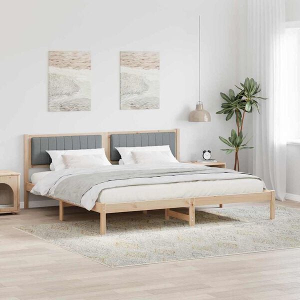 vidaXL Cadre de lit Gris clair 200 x 200 cm Pin massif